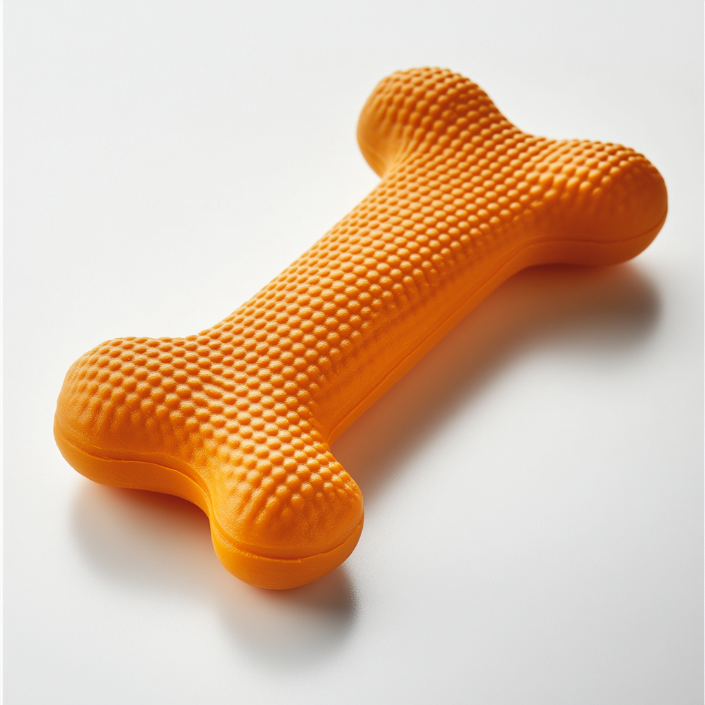 Quxon Dog Chew Toy - Indestructible Natural Rubber Bone for Aggressive Chewers - Durable Puppy Teething Toy - Non-Toxic - Bright Orange