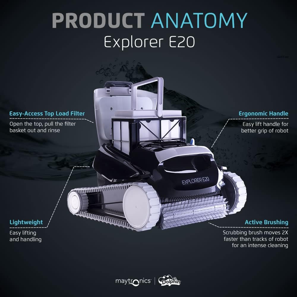 Robotic Pool Vacuum Cleaner All Pools up to 30 FT - Scrubber Brush Easy Top Load Filters