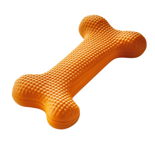 Quxon Dog Chew Toy - Indestructible Natural Rubber Bone for Aggressive Chewers - Durable Puppy Teething Toy - Non-Toxic - Bright Orange