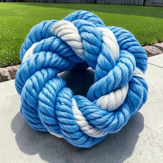 Quxon Dog Rope Toy - 5-Knot Heavy Duty Cotton Tug of War Toy for Large Dogs - Natural Fiber Dental Cleaning Toy - Extra Tough