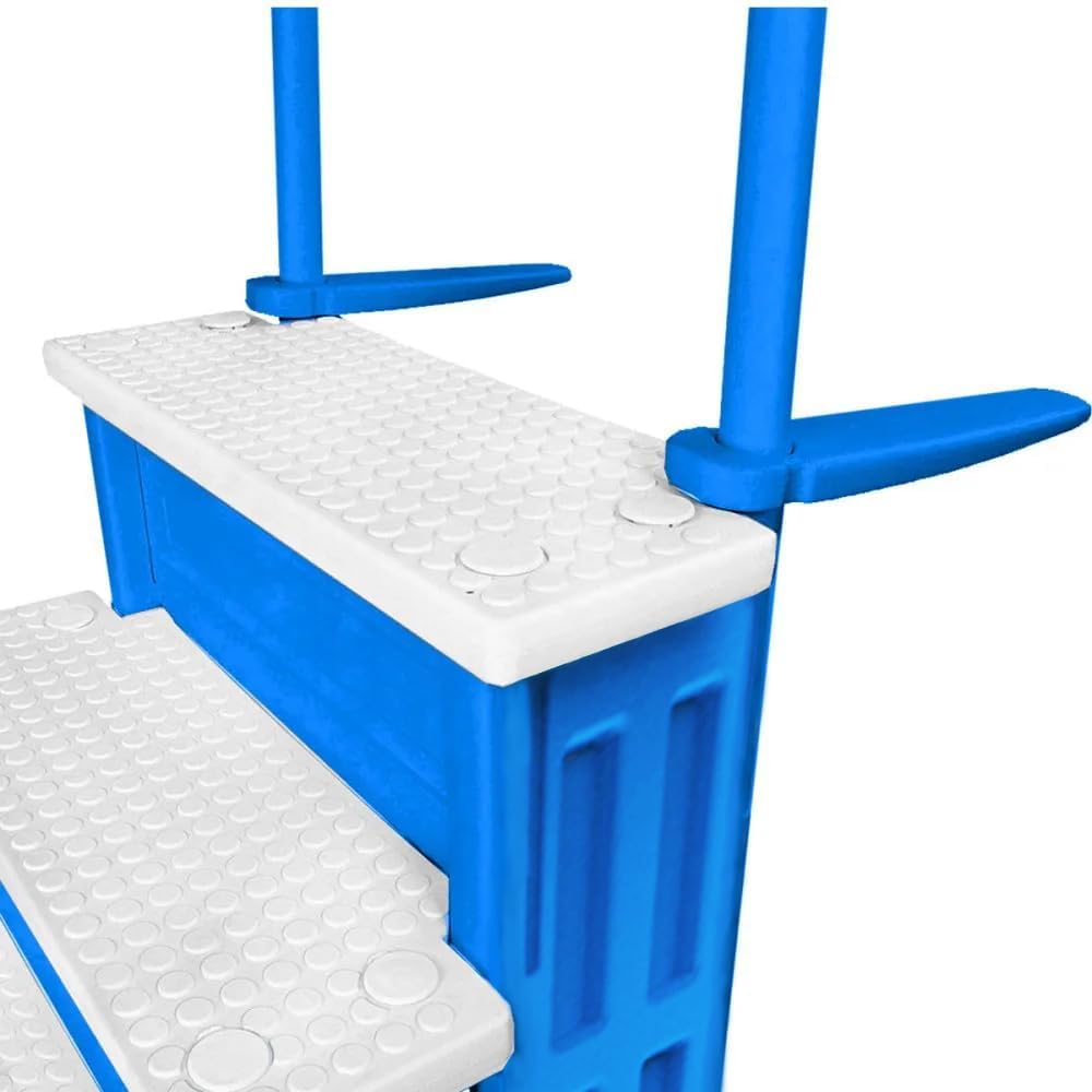Select Anti-Slip in-Pool Steps | Gray | for Above Ground Swimming Pools | Can Mount to Decks 48" to 54" H | Safety Stairs Capacity Up to 300 lbs