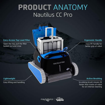 Dolphin Nautilus CC Robotic Pool Vacuum Cleaner All Pools up to 33 FT - Wall Climbing Scrubber Brush