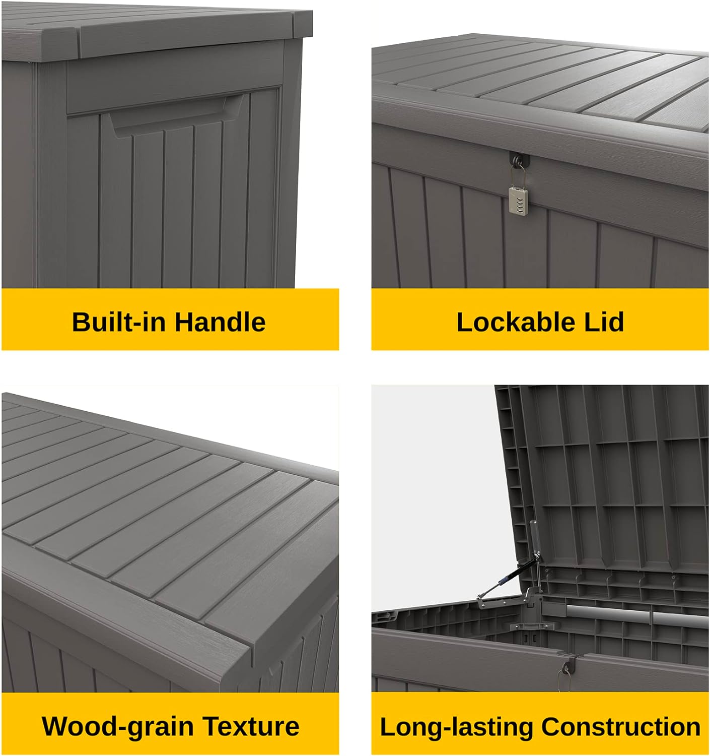 230 Gallon Deck Box, Outdoor Storage Box with Padlock