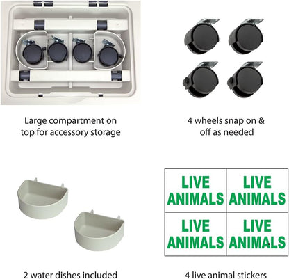 SportPet Designs Plastic Kennels Rolling Plastic Airline Approved Wire Door Travel Dog Crate, XXX-Large, Gray