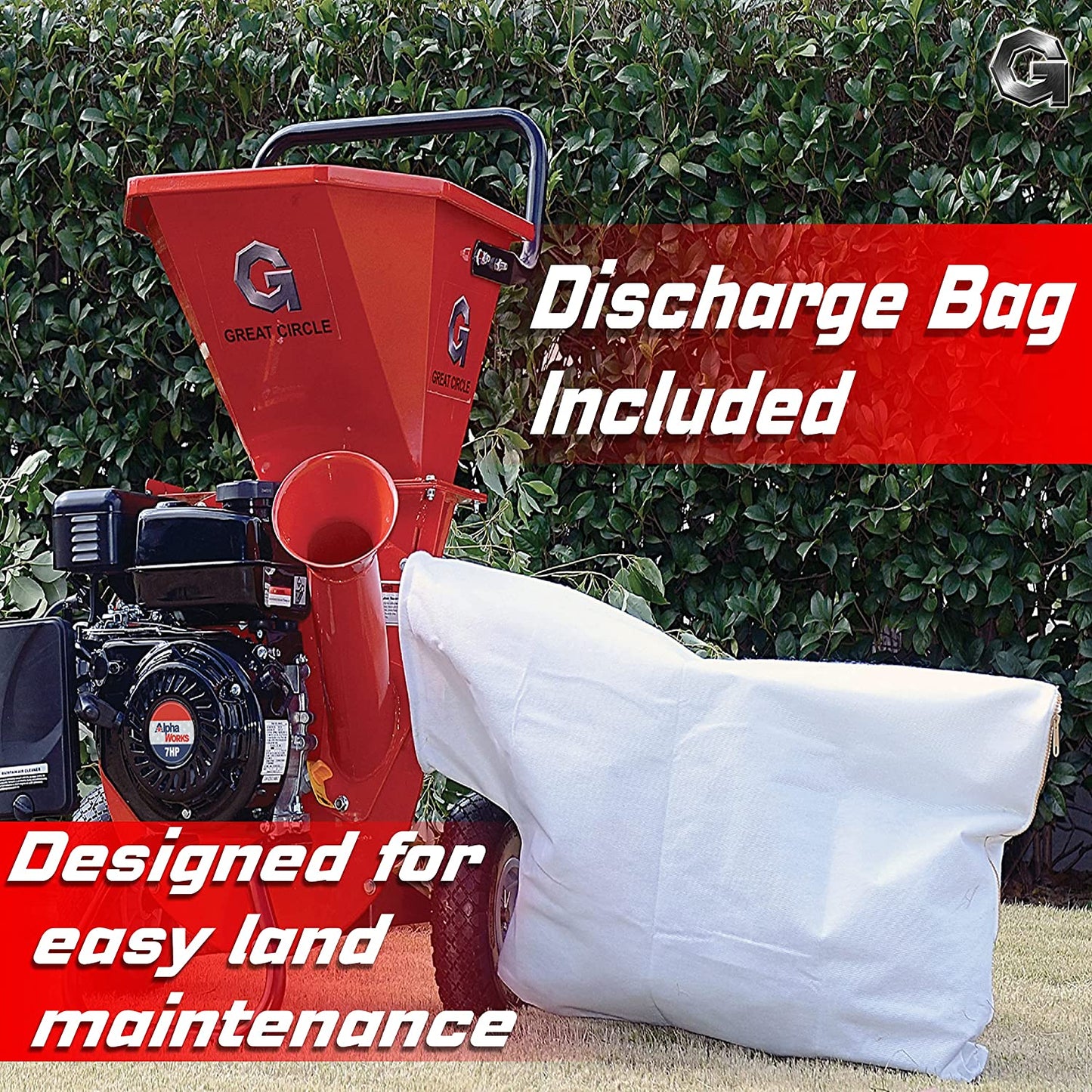 GreatCircleUSA Wood Chipper Shredder Mulcher Heavy Duty Gas Powered